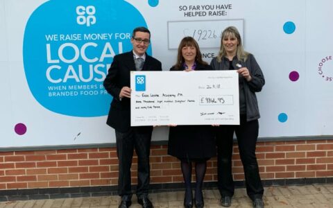 Co-op East Leake presents cheque for £9,864 to the academy
