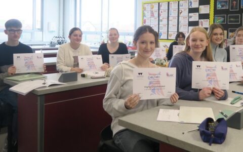 Year 12 students receiving Biology Olympaid awards